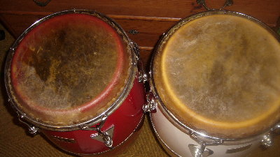 Two drums with Cuban cow skin.JPG